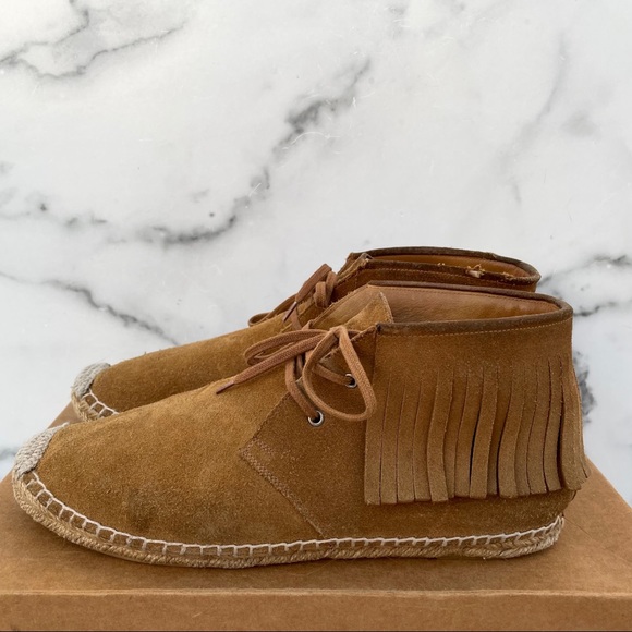 Saint Laurent Tan Suede Fringe Espadrille desert boot booties size IT 40 US 10 - Picture 6 of 16